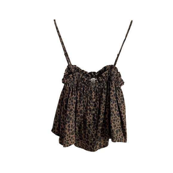 American Eagle Outfitters Wmn L Animal Print Spaghetti Strap Halter Crop Top NWT - Picture 1 of 9